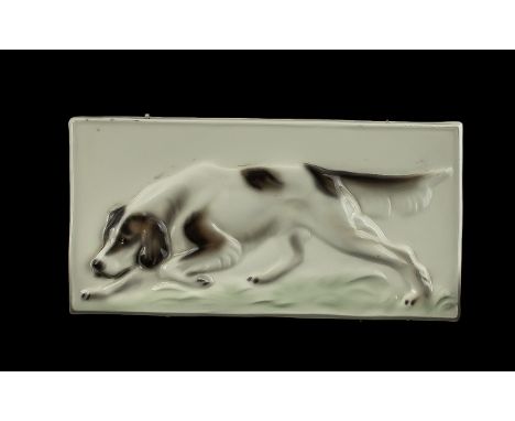 Goldscheider Hand Painted Wall Plaque Depicting a Borzoi Dog, on a cream ground. Goldscheider stamp to back of plaque. size 4