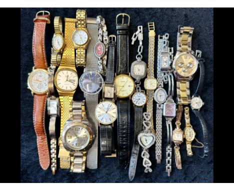 Collection of Ladies &amp; Gentleman's Wristwatches, leather and bracelet straps, makes include Sekonda, Rotary, Carvel,Timex