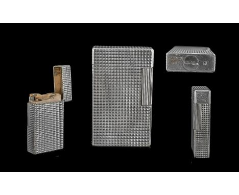 T.S Dupont Paris Delux Silver Tone Lighter - Circa 1960's. Check Design. Very good Condition. Working Order.