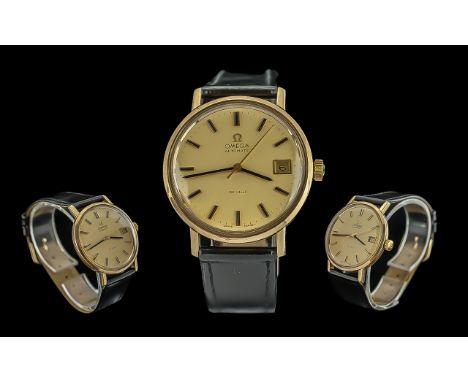 Omega - Deville Gents 9ct Gold Cased Automatic Wrist Watch, full hallmark to back cover with champagne dial, gold markers, ju