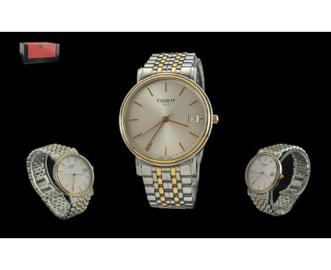 Tissot 1853 stainless steel quartz wrist watch, ref t870 - 970. features sapphire crystal glass, just-date display window, wa