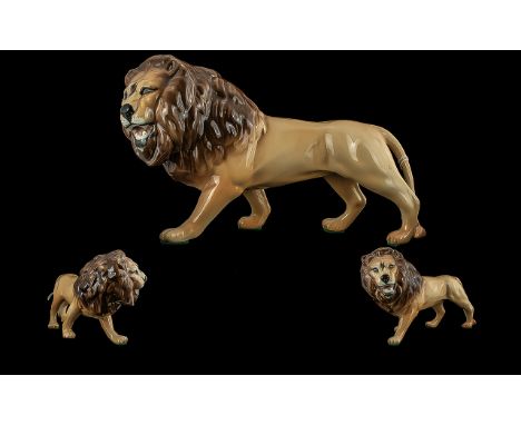 Beswick Hand Painted Wild Animal Figure ' Lion Facing Left', model no 2089, designer Graham Tongue, issued 1967 - 1984, heigh