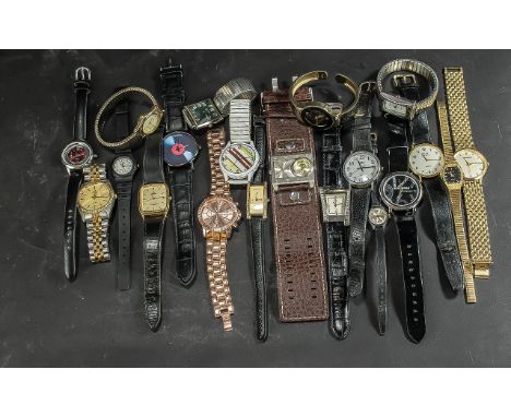 Collection of Ladies and Gent's Wristwatches, all in working order, 20 in total.  Various makes, leather and bracelet straps.