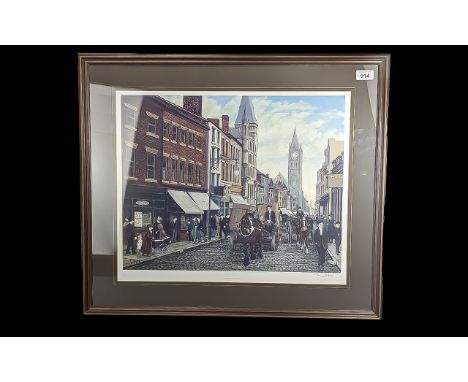 Tom Dodson Ltd Edition and Signed by the Artist Lithograph Print - Titled ' Fishergate ' Preston, with Blind Stamp. This Lith