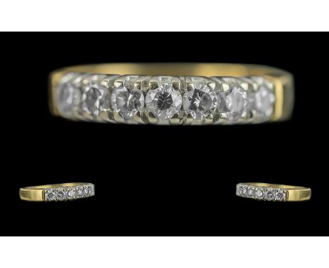 Ladies - Pleasing Quality 18ct Gold Diamond Set Ring. Full Hallmark to Interior of Shank. The Well Matched Diamonds of Good C