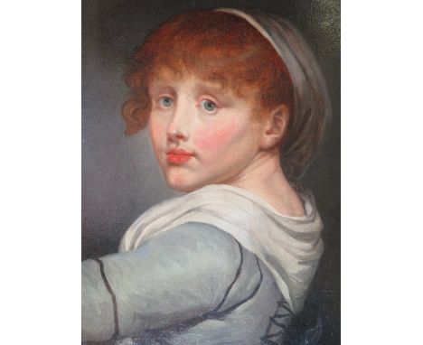 (XIX). A head and shoulder portrait study of a young lady, unsinged, oil on canvas, framed, 39 x 29 cm