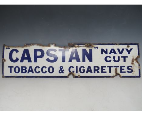AN ORIGINAL 'CAPSTAN NAVY CUT TOBACCO &amp; CIGARETTES' ENAMEL SIGN, 23 x 91 cm
