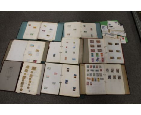 A TRAY OF BRITISH, COMMONWEALTH AND WORLD STAMP ALBUMS, comprising eight albums and a folder of first day covers