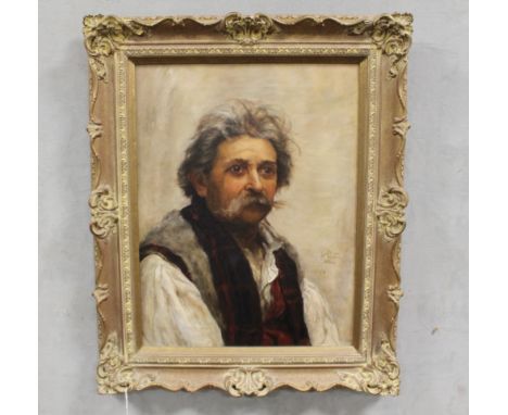 GERALDINE WHITACRE ALLEN (XIX). Portrait of a Russian man, signed right, oil on canvas, framed, 53 x 40 cm