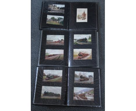 THREE ALBUMS OF VINTAGE POSTCARDS OF VARYING SUBJECTS &amp; PLACES, to include a large amount of railway and steam engine pos
