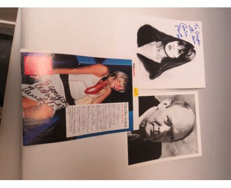 A TRAY OF AUTOGRAPHS AND PHOTOGRAPHS, LETTERS, CARD AND PAPER OF MAINLY FILM STARS, ACTORS, ACTRESSES, to include Ewan McGreg