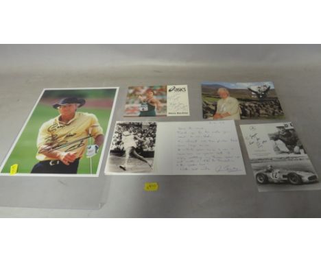 A TRAY OF AUTOGRAPHS AND PHOTOGRAPHS, LETTERS, CARD AND PAPER OF SPORTS PERSONALITIES, to include boxers, golfers, motor raci