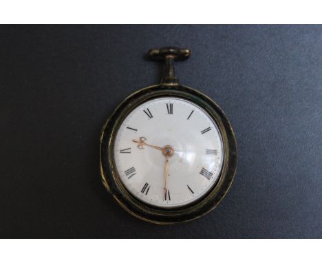 AN EARLY GEORGIAN TORTOISESHELL PAIR CASED VERGE POCKET WATCH BY JAMES SIDALL OF SHEFFIELD, No. 140  on four pillars with int