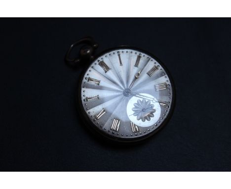 A HALLMARKED SILVER OPEN FACED SILVER DIAL MANUAL WIND POCKET WATCH, in presentation box with key, Dia 5 cm