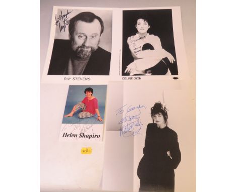 A TRAY OF AUTOGRAPHS AND PHOTOGRAPHS, LETTERS, CARD AND PAPER OF POP STARS, to include Kenny Rogers, Annie Lennox, Julian Len