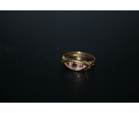AN 18CT GOLD RUBY AND DIAMOND RING, approx weight 2.6g, ring size K 1/2