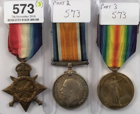 WW1 Army Chaplains Department Group of Three Medals.Awarded to The Reverend Alfred Allen Brockington. Comprising: 1914/15 Sta