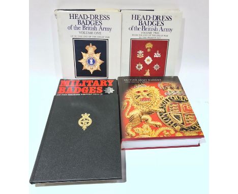 5 reference books on collecting military badges.‘Head-Dress Badges of the British Army’ Volumes 1 &amp; 2 by Kipling &amp; Ki