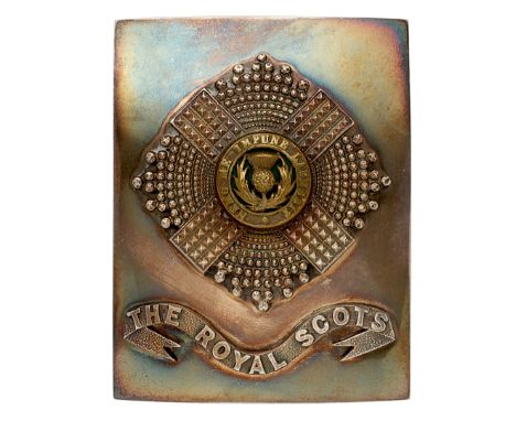 Scottish. Royal Scots, VB Officer’s pre 1908 shoulder belt plate.A good scarce silvered example by Andersons, George Street, 