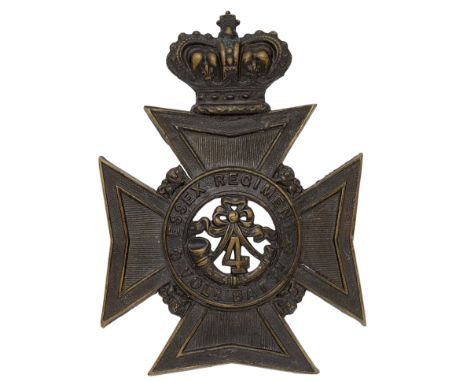 4th (Leyton) VB Essex Regiment Victorian OR’s helmet plate circa 1883-1901.A fine and scace die-stamped blackened example. Cr