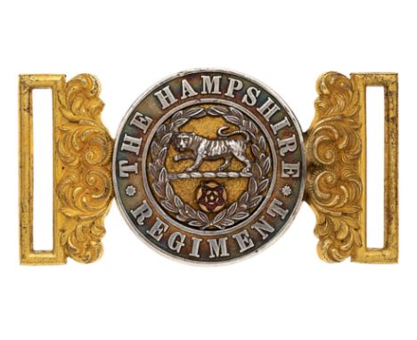 Hampshire Regiment Victorian Officer’s waist belt clasp circa 1881-1901.A fine scarce interlocking example with matching numb