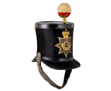 West Kent Regiment (Light Infantry Militia) Victorian Officer’s ‘Albert’ pattern shako circa 18453-55.A fine rare short lived