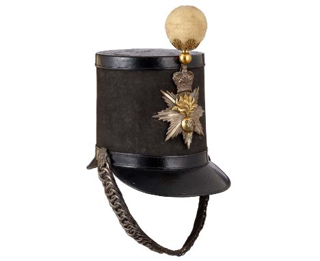 Honourable Artillery Company Victorian Officer’s ‘Albert’ pattern shako circa 1844-55.A fine rare example. The body of black 