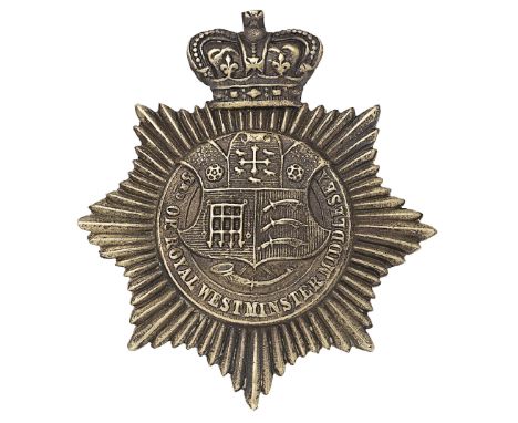 3rd Middlesex or Royal Westminster Militia Victorian Officer’s head-dress badge.A good and exceedingly scarce die-stamped exa