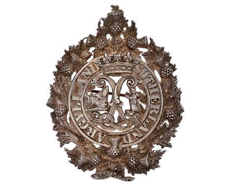 Scottish. Argyll &amp; Sutherland Highlanders Edinburgh 1901 hallmarked silver Boer War Officer’s glengarry badge.An example 