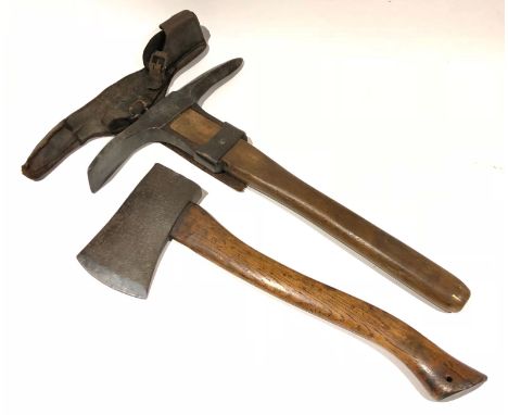 WW1 Imperial German Trench / Tunneller Pickaxe.A scarce example, with heavy steel head and retaining original wood handle. Th