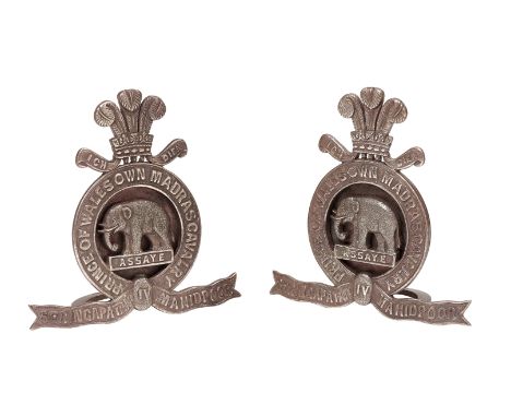 Indian Army. 4th Prince of Wales Own Madras Light Cavalry Victorian pair of silver menu/place card holders.A fine rare well c