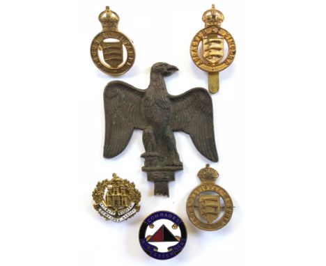 6 Essex related badges. 5th Bn. Essex Regiment Comrades enamel lapel badge by Phillips, Aldershot ... ditto 4th Bn. by Gaunt 