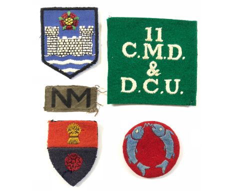 5 assorted cloth formation signs. 11th Command Military Dispersal and Disposal Control Unit ...115 Engineer Regiment Royal En