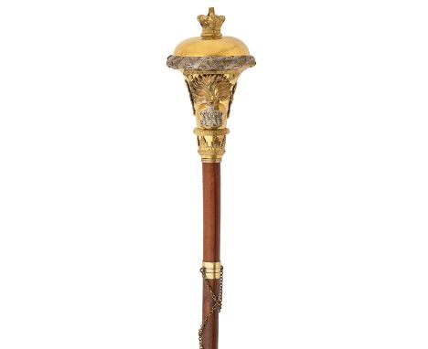 Grenadier Guards Victorian Regimental Drum Major’s Mace.A fine rare example. The Malacca shaft surmounted by a gilt mushroom 