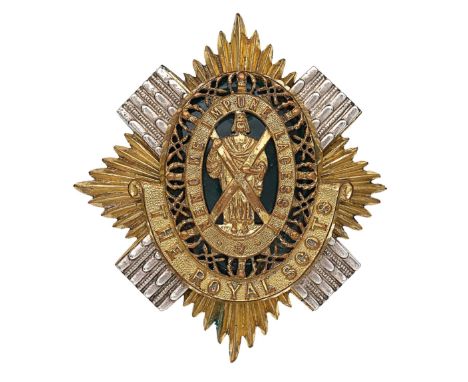 Scottish. 1st Foot (Royal Scots) Victorian 2nd Battalion Officer’s forage cap badge circa 1872-81.A very fine and scarce exam