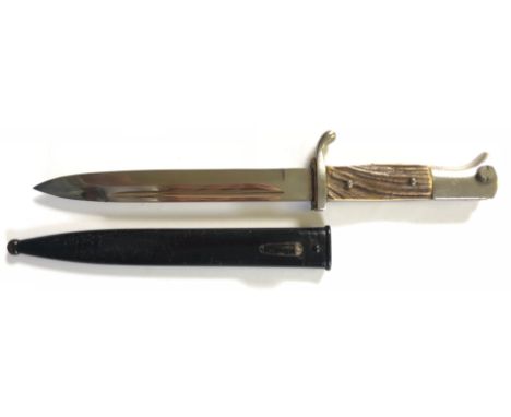 German Third Reich parade bayonet with staghorn grip by ALCMs, Solingen.A good example with plated single edged 20 cm blade w