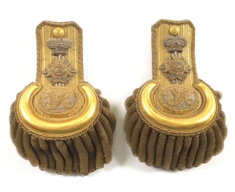 Indian Army. 28th Regiment of Madras Native Infantry pre 1855  Victorian Officer’s Epaulettes.A good rare pair of gold lace s
