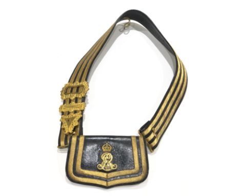 Royal Army Medical Corps Edwardian Officer’s pouch and belt circa 1901-10.A fine Edwardian example. Black two inch Morocco le