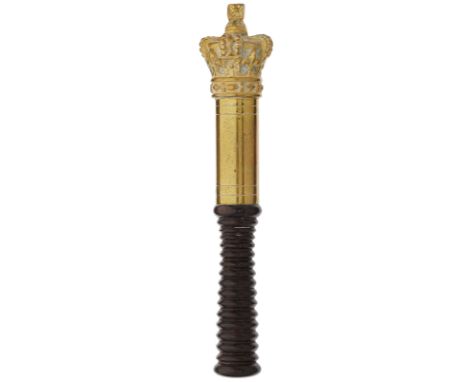 Victorian 19th Century Short Gilt Tipstaff of Office.A good quality example, with solid gilt removable crown pommel and short