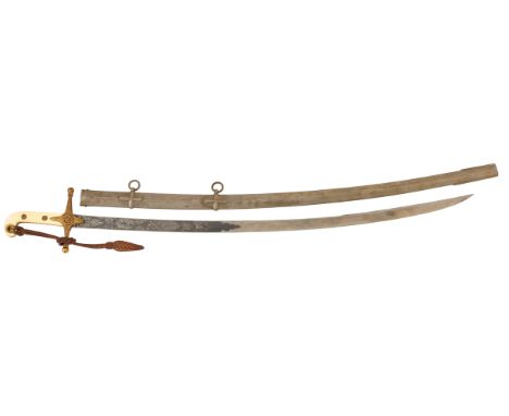 George V General Officer’s Mameluke Hilted Sword.A good and scarce example. Curved unfullered blade with etched decoration de