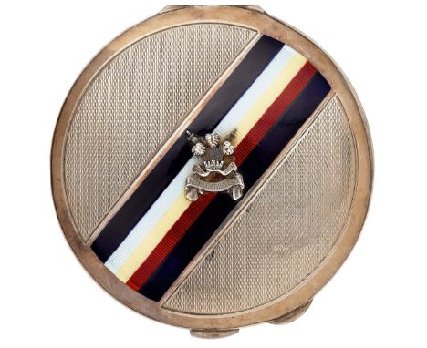 3rd Carabiniers Regimental Ladies Silver Compact.This fine quality example is decorated to the lid, with enamels of the Regim