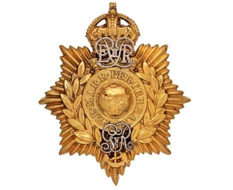 Royal Marines Portsmouth Band helmet plate. A good die-stamped brass example. Crowned star bearing laurel sprays with ‘GIBRAL
