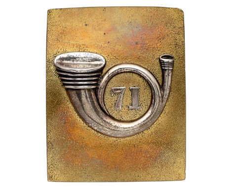 Scottish. 71st Highlanders Victorian Officer’s shoulder belt plate circa 1841-81.A good example. Dead gilt rectangular plate 