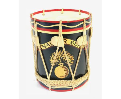 Grenadier Guards Miniature Regimental Side Drum by Potters of Aldershot. A good brass miniature side drum approx. 8.5 cm. Emb