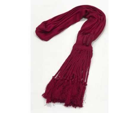 Victorian Highland Regiments Officer’s crimson net sash.A rare example of the wide net sash, with stitched large knot, termin