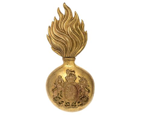 Scottish. Royal Scots Fusiliers Victorian Officer’s fur cap grenade circa 1881-1901.A good scarce example. Gilt flaming grena