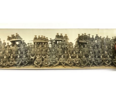 WW1 1914 74 MT Unit Army Service Corps Long Photograph.This long panoramic photograph shows the 74th MT Company before their 