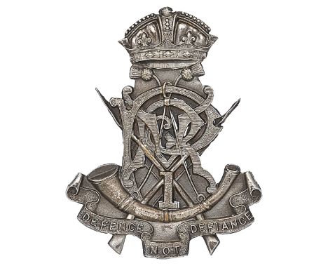 Indian Army. 1st Punjab Volunteer Rifle Corps Victorian head-dress badge circa 1861-1901.British made thin die-stamped silver