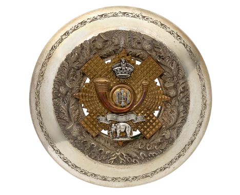 Scottish. Highland Light Infantry Militia Victorian Officer’s plaid brooch. A very fine unmarked example. Burnished silvered 
