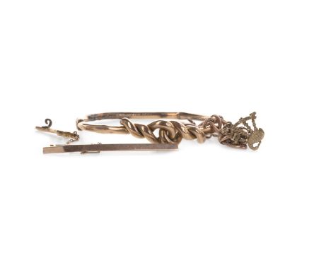 PEARL SET BROOCH, the central pearl within a flower shaped bezel, marked 9ct, along with a nine carat gold bar brooch, a nine